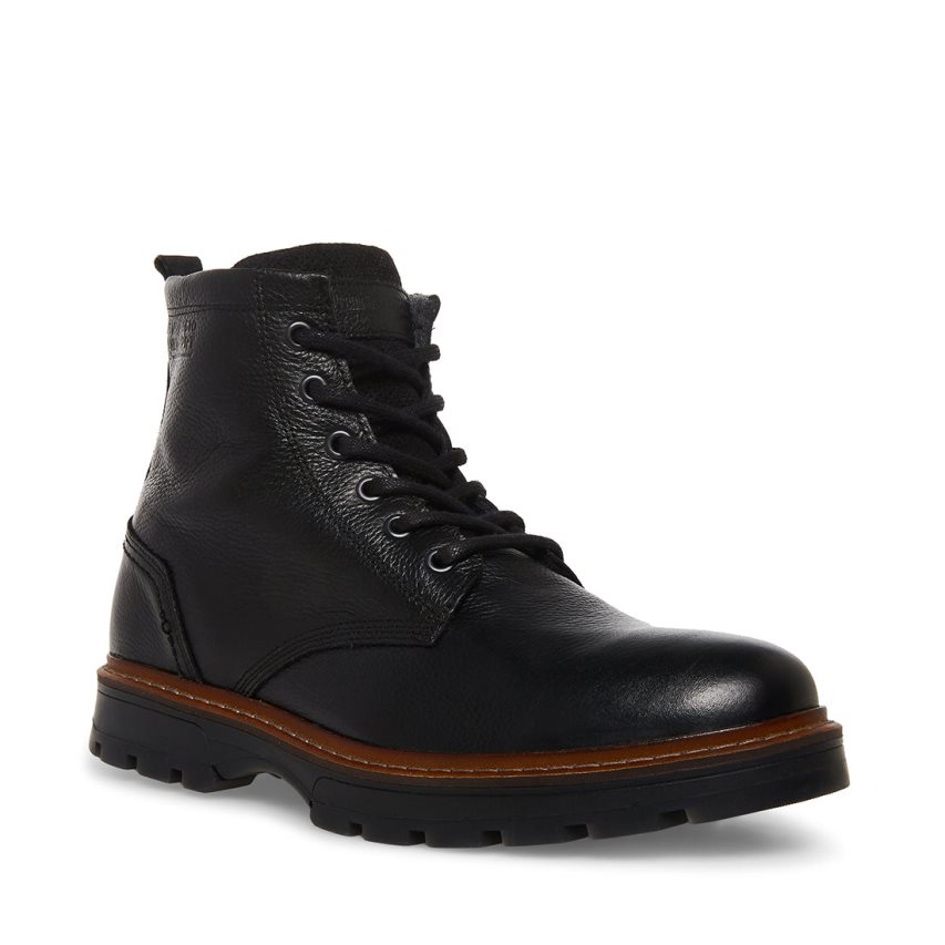 Botines Steve Madden Lucius Cuero Hombre Negras | ES OL92S1